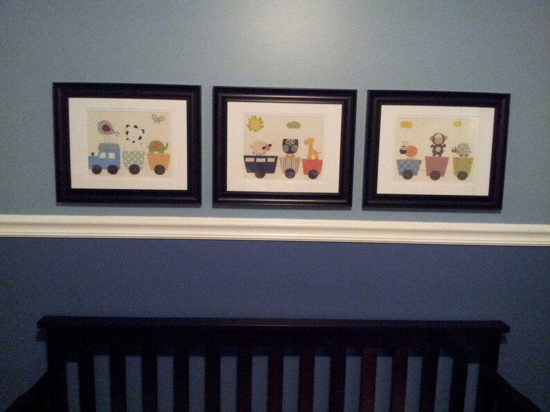 Baby Nursery Art Set of 3 Baby Room Nursery Art Choo Choo Etsy
