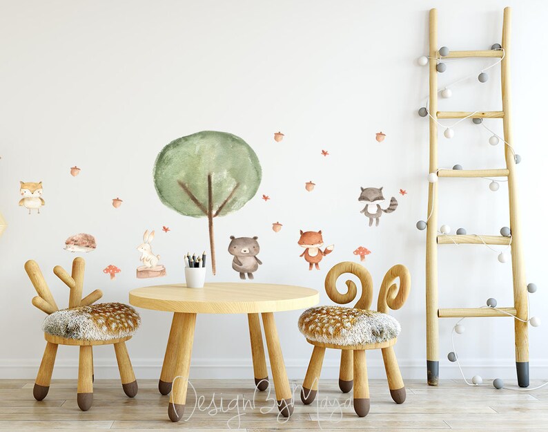 Fabric Decals Gender Neutral Nursery Woodland Animal Decals Etsy