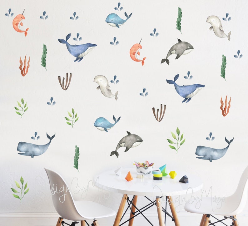 Waves Decals Ocean Nursery Wall Decals Under the Sea Nursery Etsy