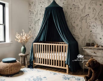 Papel pintado infantil con temática de safari: decoración moderna para habitación de bebé, estilo bohemio, elefantes y jirafas.