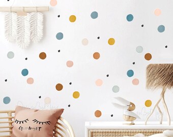 Nursery decals, Earth tones Wall Decal, Gray, Teal, Polka dots, Nursery Wall Decal, Kids Wall Decals, Modern Nursery, Wall Decal, Room art