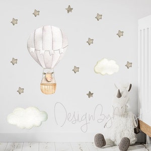 Nursery decal, Sheep fabric wall decal, nursery hot air balloon decor, Baby wall stickers, Vinyl decals baby bedroom, Nursery clings art