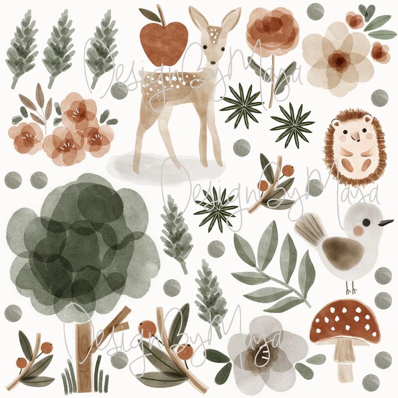 Pilz Stoff Wandtattoos, Wald Kinderzimmer Dekor, Kinder Wandtattoos, Walddekor Mix #8