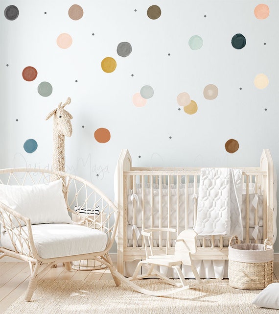 2 Modern Rainbow Nursery Prints Personalised Polka Dot Wall Art Picture Decor 