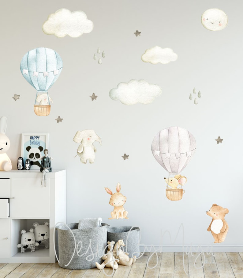 Balloon Watercolor Nursery Decals Art Nursery Wall Decals Etsy