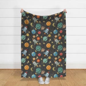Couverture Space Minky, carte du monde pour chambre d'enfant, couverture pour bébés animaux, literie pour chambre de bébé animaux, couverture tout autour du globe, petit explorateur