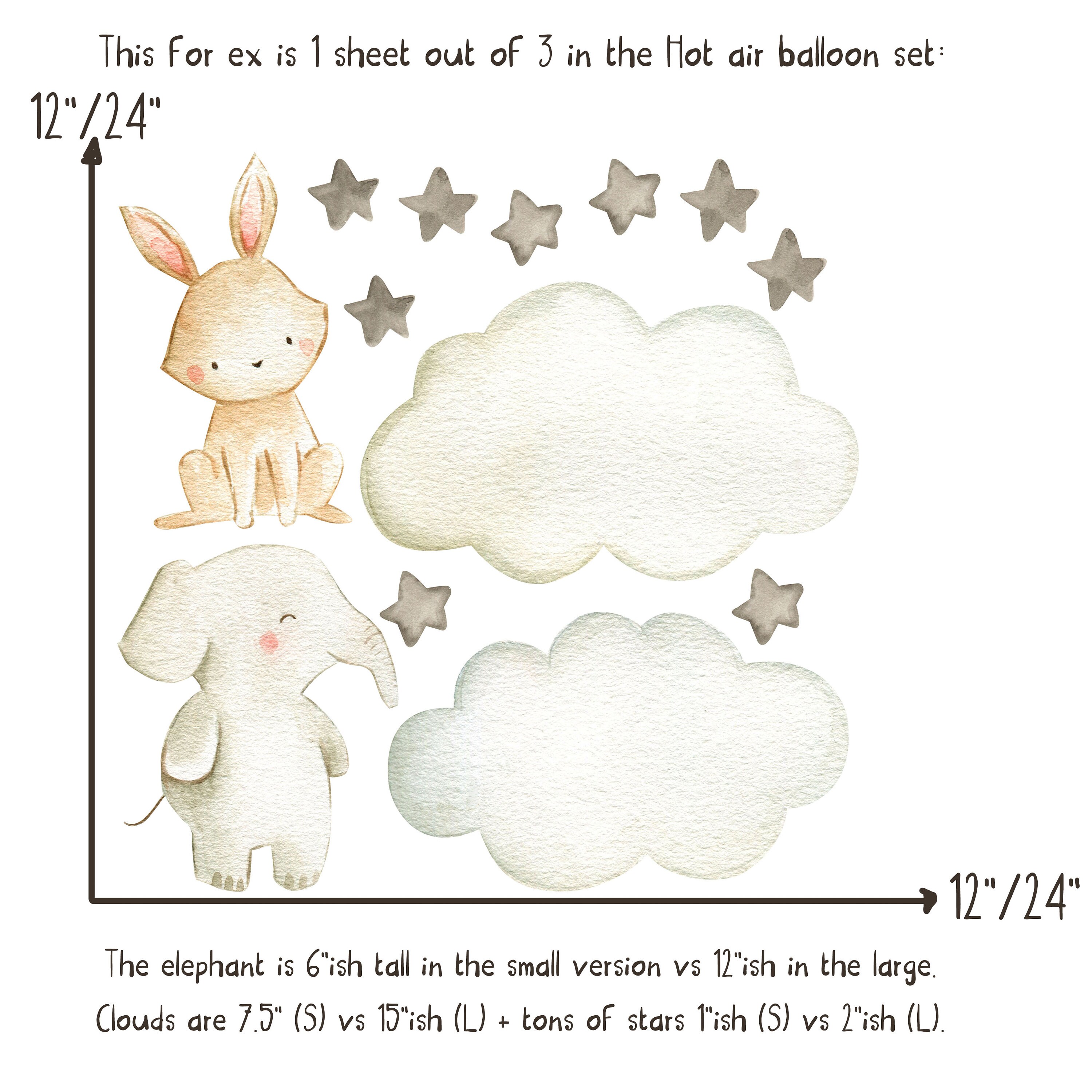 Baby Animals Inside Hot Air Balloon Nursery Bunny Decal Lion Etsy