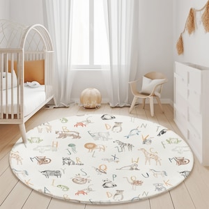 ABC Kinderteppich, runder Teppich mit Weltkarte, Spielteppich, Spielmatte, Kinderzimmerteppich, Kinderteppich, Kinderteppich, Spielzimmerteppich