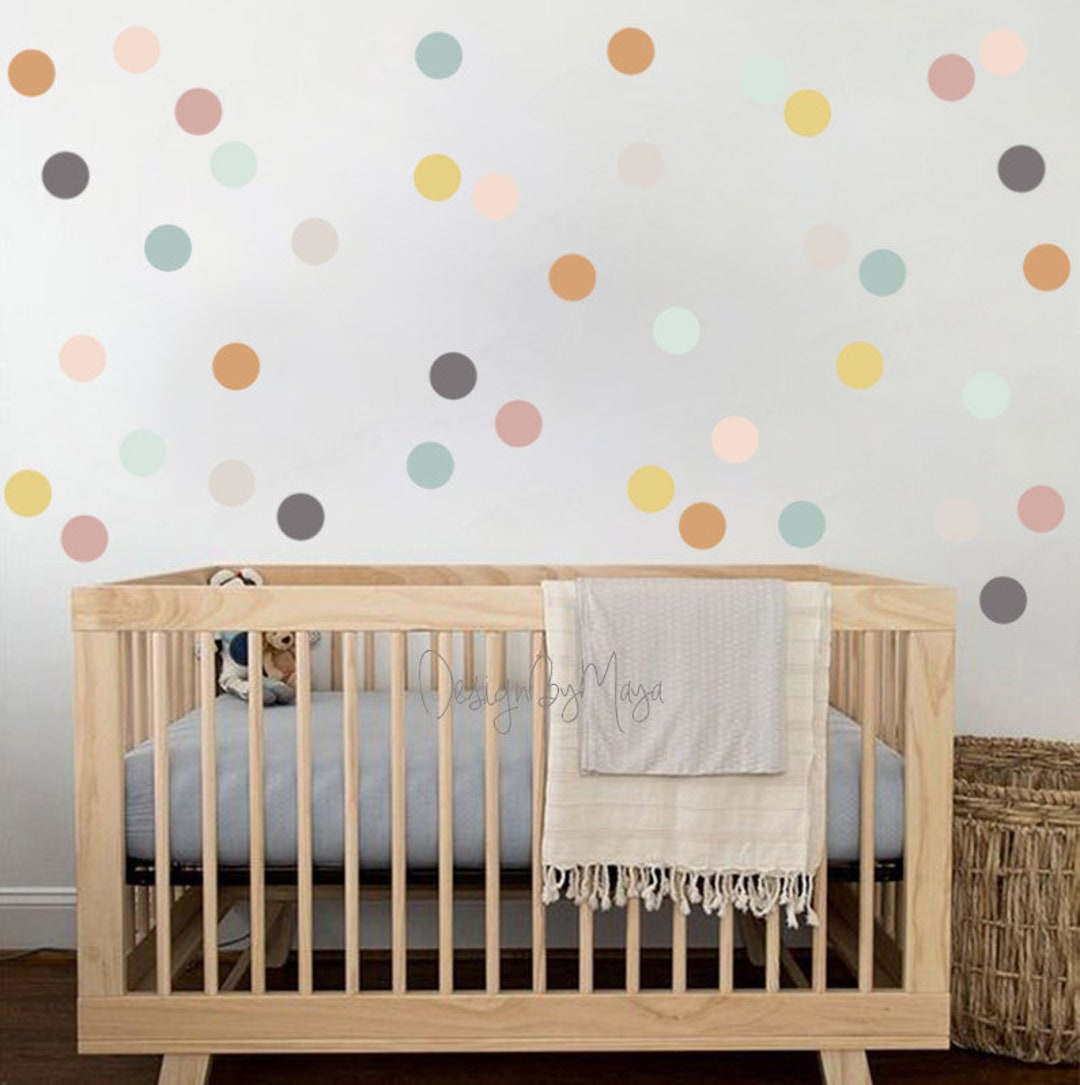 Polka Dot Nursery Wall Decals: Teal, Pink, Mustard - Etsy