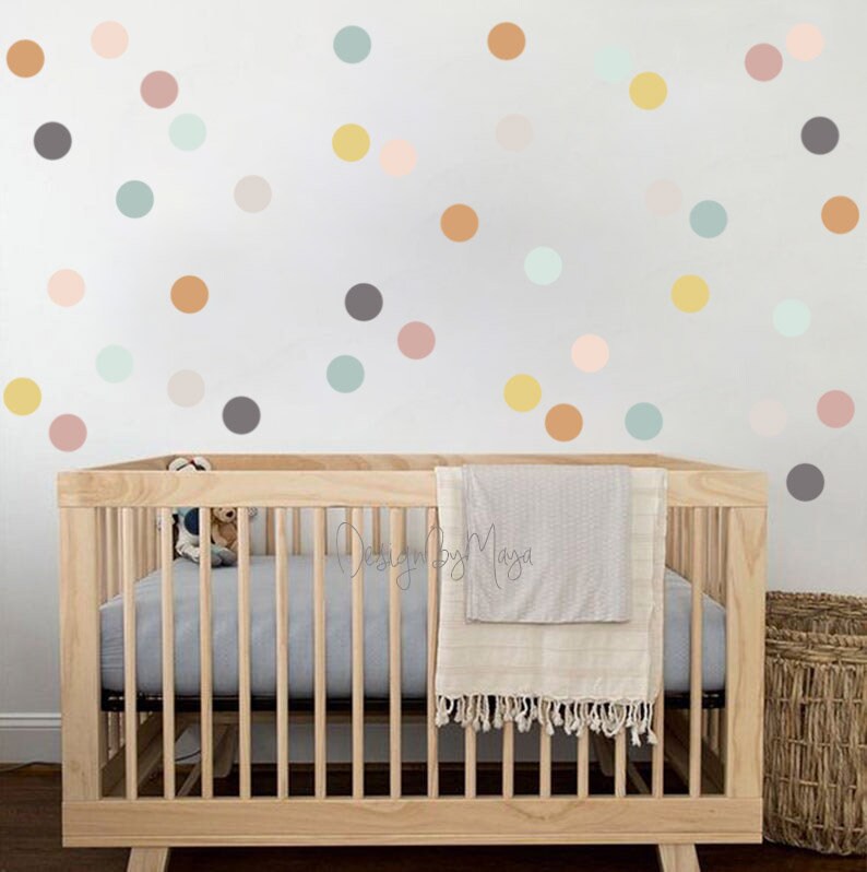 Nursery dots decals Nursery Wall Decal teal pale pink Etsy