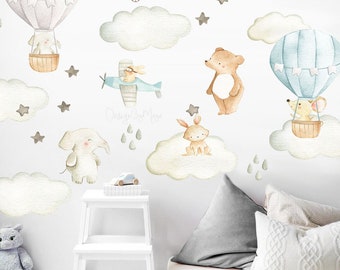 Balloon Watercolor, Nursery decals, Art Nursery Wall Decals, Hot air balloon Decals, Wall Decor, Kids Decals, Carnival Decals, Nursery Decor