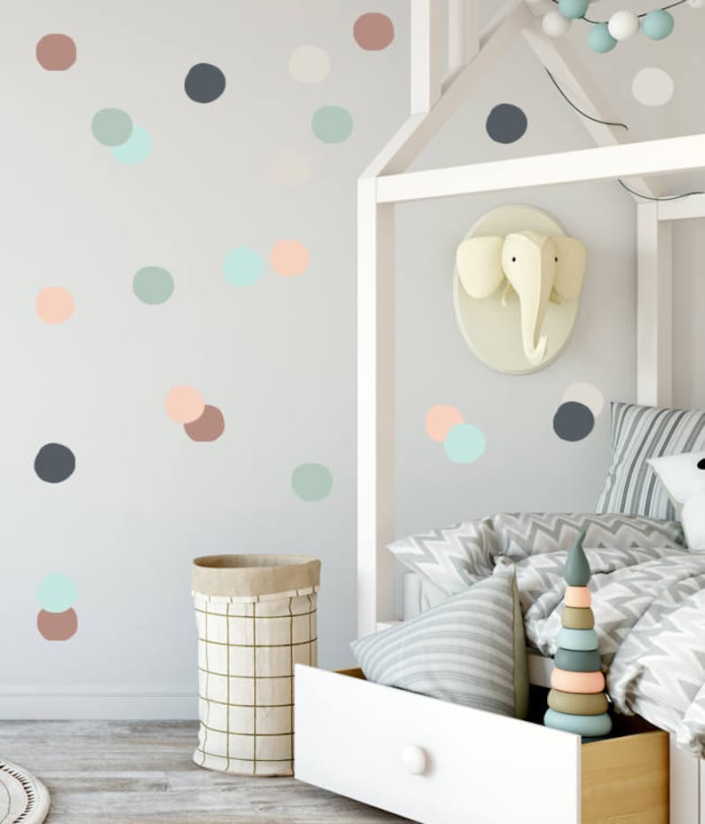 Vinyl Stickers Polka Dots Wall Decals Teal C Dot Baby Decal Kids Modern Nursery