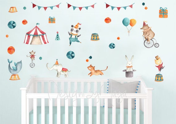 circus decals nursery wall decals circus murals wall decor | etsy