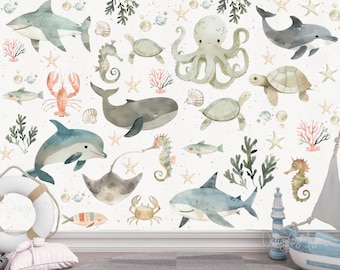 Nautical Fabric Wall Decals: Ocean Sea Life, Under the Sea Decor