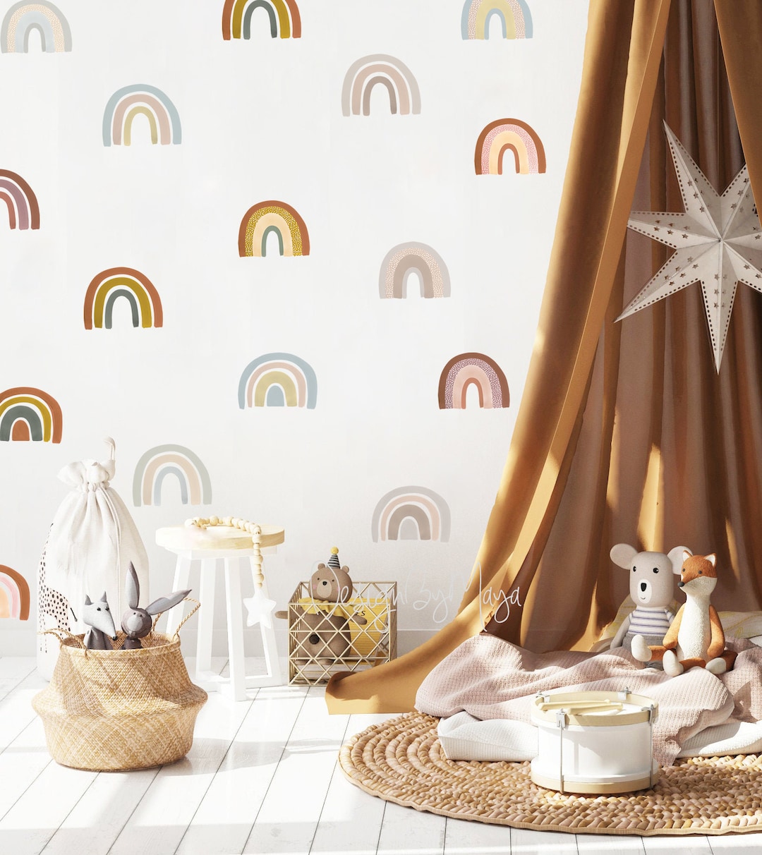 Watercolor Rainbow Fabric Wall Decals: Boho Nursery Decor - Etsy