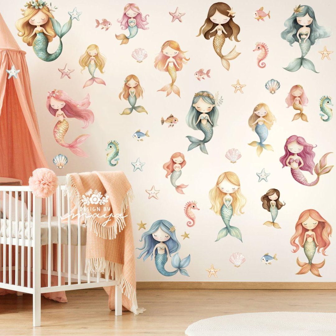 Mermaid Fabric Wall Decals: Under the Sea Nursery Decor - Etsy