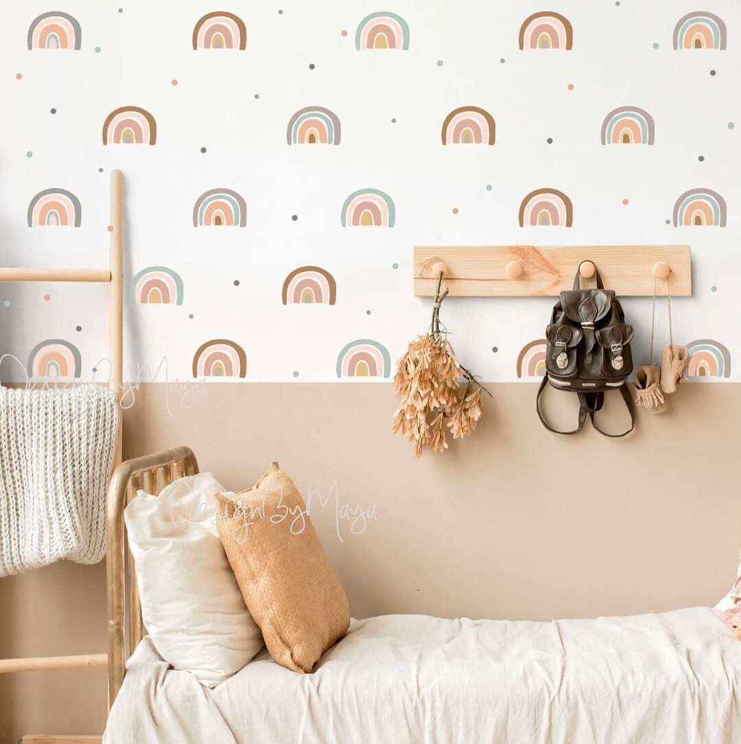 Watercolor Rainbow Fabric Wall Decals: Boho Nursery Decor - Etsy