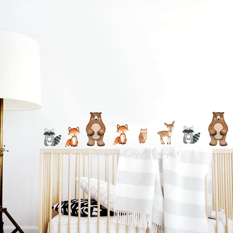 Nursery Decal Woodland Animal Decals Polka Dots Stickers Etsy