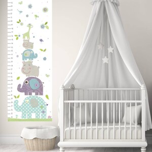 Grafico di crescita per bambini, decorazione per cameretta dei bambini, grafico di crescita su tela, grafico di altezza, giardino zoologico di Carter, decorazione artistica per cameretta dei bambini, decorazione da parete con ippopotamo