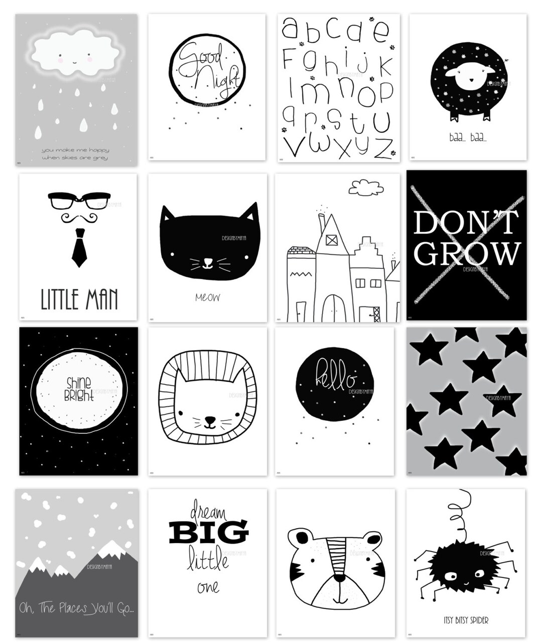 Nursery Wall Art Baby Room Decor Children Art Black and Etsy