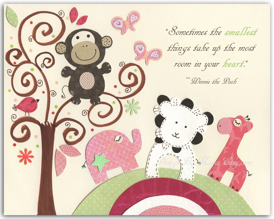 Baby Girl Room Art Nursery Wall Art Print Safari Tree for Etsy