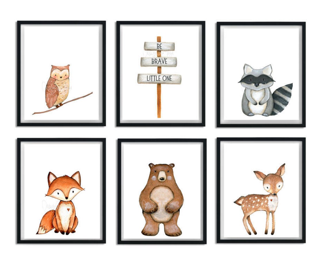 Baby Animal Nursery Art Nursery Prints woodland Nursery art | Etsy