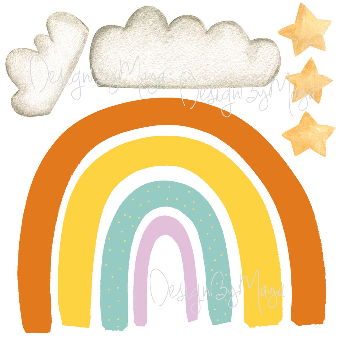 Rainbow decal Moon decal Minimal Nursery Watercolor Rainbow Etsy