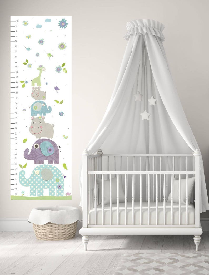 Canvas Growth Chart Nursery Decor Kids Growth Chart Height Etsy