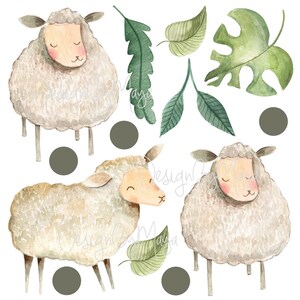 Sheep Wall Decals, sheep stickers, lamb, Baby Nursery Wall Decal, Sheep Decal, Modern Nursery Decals, kids room decor, monochromatic nursery sheep #2
