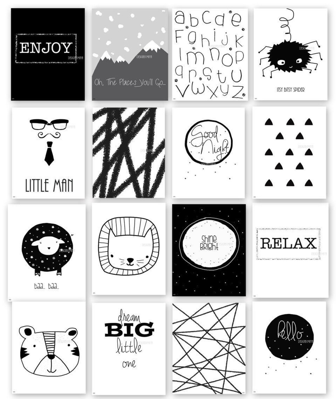 Nursery Wall Art Baby Room Decor Children Art Black and Etsy