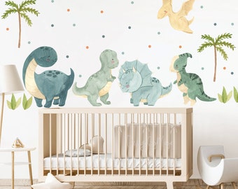 Dino nursery, Dinosaur Watercolor, Nursery decals Baby room Wall Decals, Dinosaur Decals, Wall Decor, Kids Decal, Dino Decals, Nursery decor