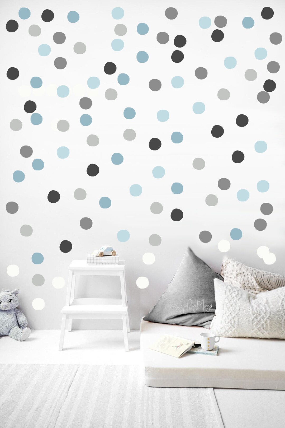 Navy Blue Polka Dot Fabric Wall Decals - Modern Nursery Decor - Etsy