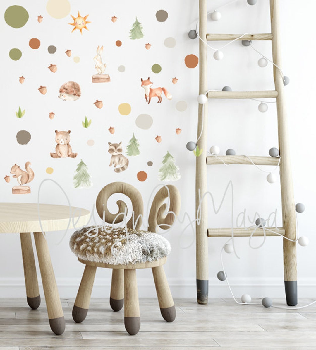 Fabric Nursery Decal Woodland Animal Decals Polka Dots Stickers Baby
