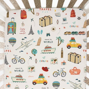 Wiegdeken met reisthema: Minky Jersey Sky kinderkamerbedden