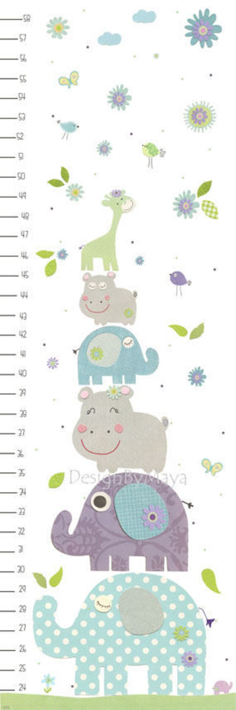Kids Growth Chart Nursery Decor Canvas Growth Chart Height Etsy