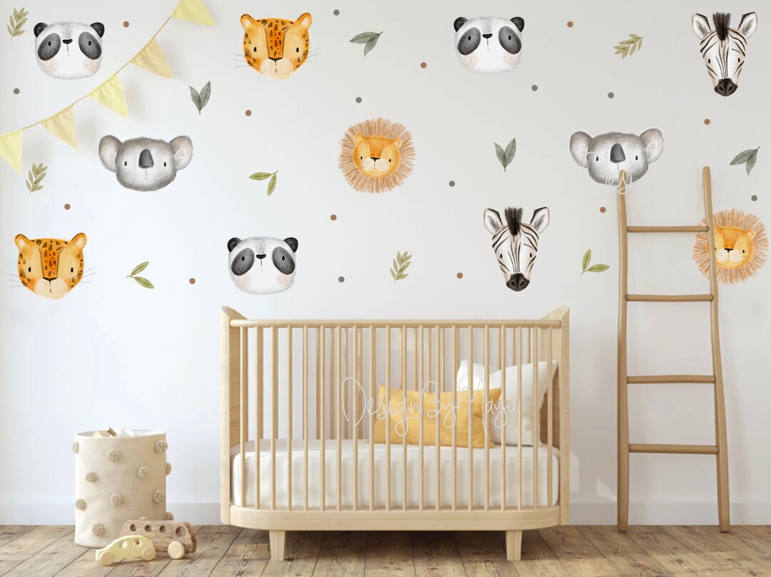 Watercolor Safari Animals Wall Decals: Nursery Room Decor - Etsy