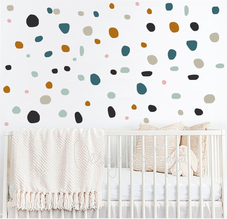 Nursery wall sticker Decor Polka Dot Playroom Wall Kids Decal Modern Nursery Hand drawn polka dots Baby Nursery Kids room Wall Decals Kids image 1