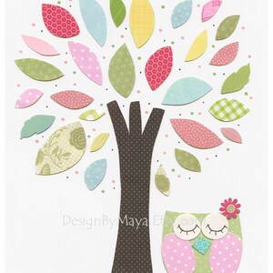 Baby Girl Room Baby girl nursery First we had Nursery Art Kids room decor Pink Green Elephant owl tree bird Set of 3 prints Hayley Owl art image 4