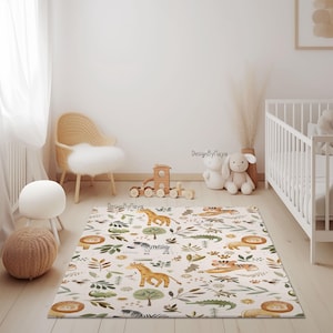 Safari Teppich, Kinderzimmer Wollteppich, Spielteppich, Kinderzimmer Teppich, Spielteppich, Kinderzimmer Teppich, Kinderteppich