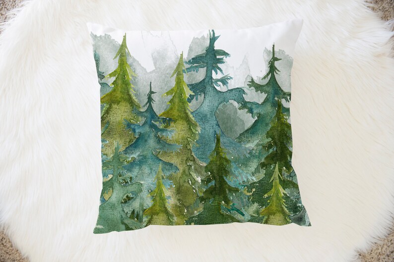 Pine Tree Pillow Forest Nursery Bedding Trees Pillow Kids Room Etsy