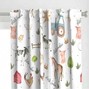 Farm kids room curtain, Boho nursery theme, Window curtain, Adventure theme, All around the world design baby and kid, Barn animals Design #2