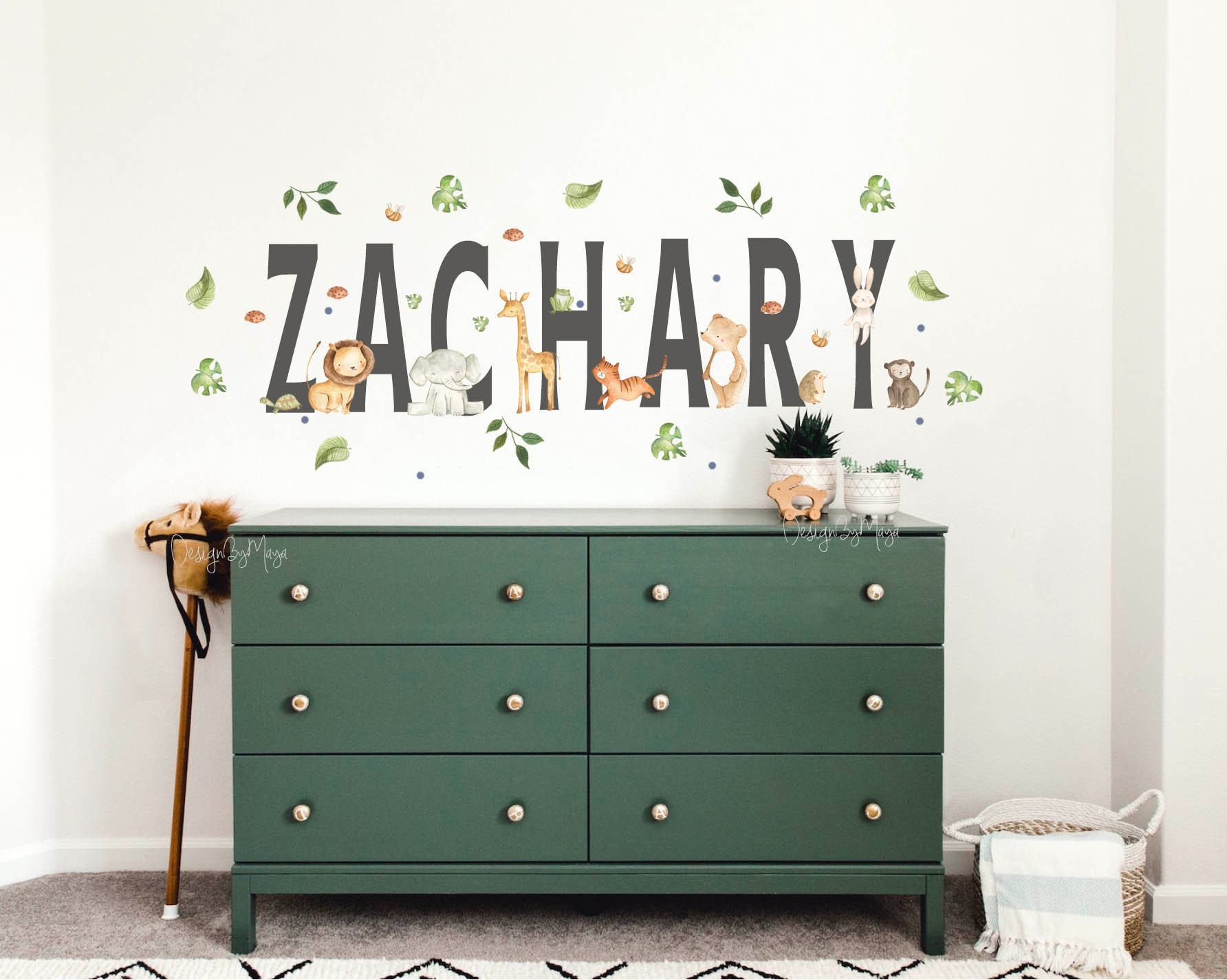 Personalized Safari Nursery Decals: Baby Name Wall Decor - Etsy