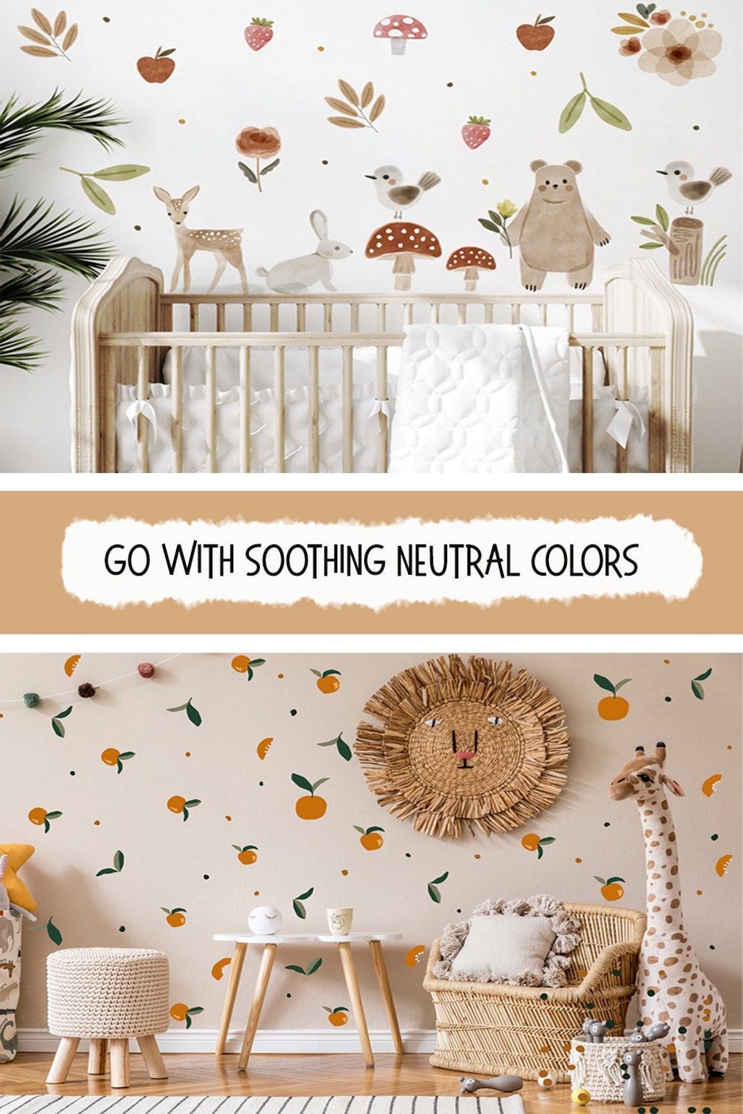 Watercolor Woodland Animals Fabric Wall Decal, Nursery Decor - Etsy