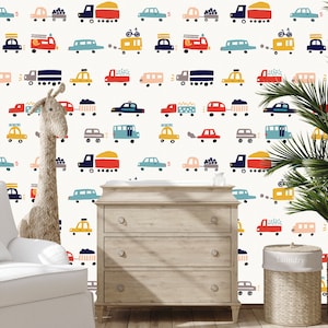Transportation Wallpaper: Boho Nursery Decor, Cars, Trucks, Removable Cling