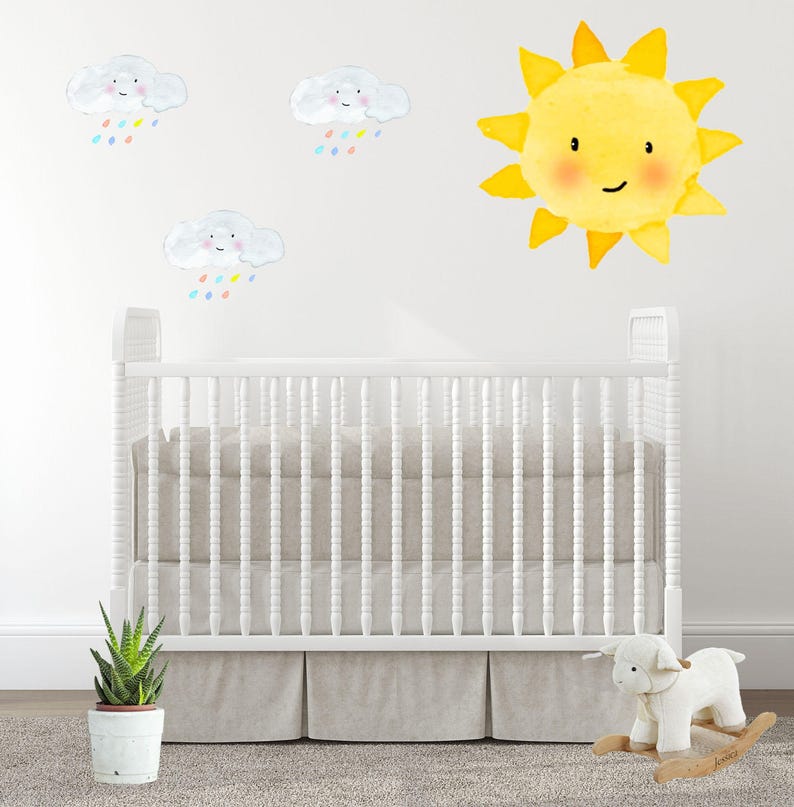 Baby Room Decal Nursery Wall Decals Sunshine Sun Rainbow Etsy