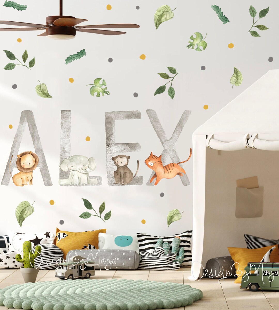 Letters Decals, Baby Name Decals, Letter Wall Stickers Safari Name