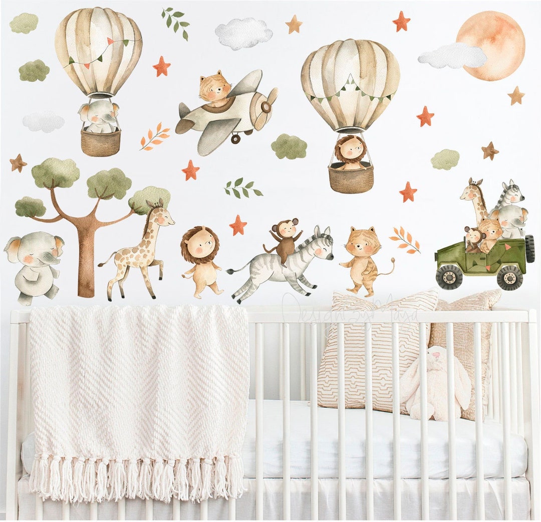 Watercolor Safari Nursery Fabric Wall Decals: Baby Boy Room Decor - Etsy