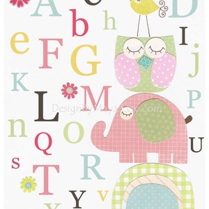 Baby Girl Room Baby girl nursery First we had Nursery Art Kids room decor Pink Green Elephant owl tree bird Set of 3 prints Hayley Owl art image 3