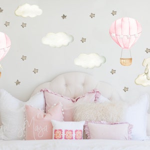 Girl Nursery Decal, Elephant Fabric Wall Decal, Nursery Hot Air ...