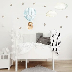 Nursery Decal, Lion Fabric Wall Decal, Nursery Hot Air Balloon ...